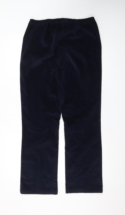 Cotton Traders Women’s Blue Velvet Stretch Trousers Size 16