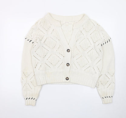 Marks and Spencer Women’s Ivory Knit V-Neck Button Cardigan Size M