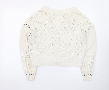 Marks and Spencer Women’s Ivory Knit V-Neck Button Cardigan Size M