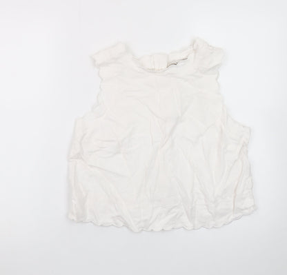 Marks and Spencer Women's White Sleeveless Cotton Blouse Size 14