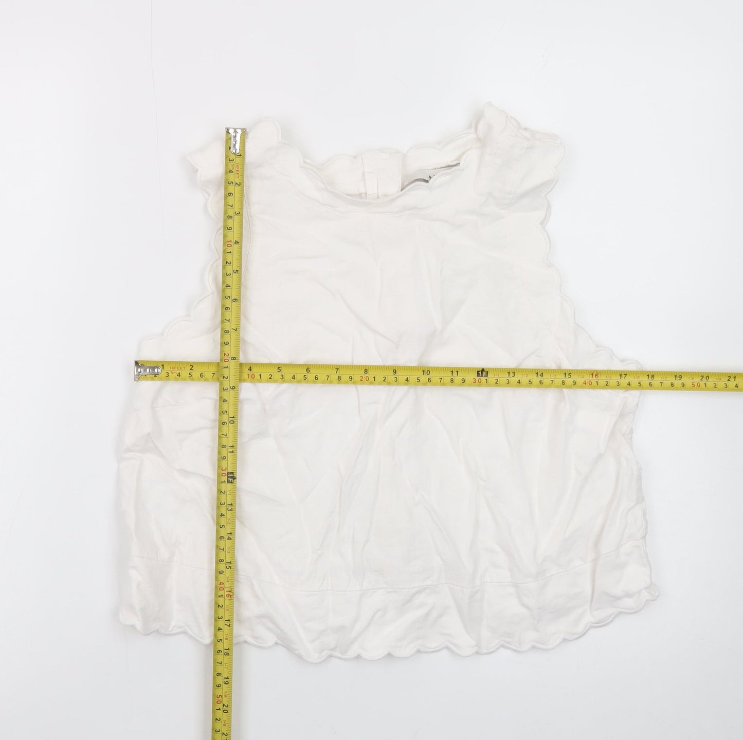 Marks and Spencer Women's White Sleeveless Cotton Blouse Size 14