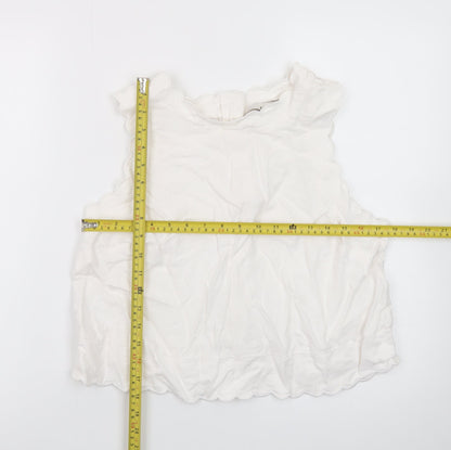 Marks and Spencer Women's White Sleeveless Cotton Blouse Size 14