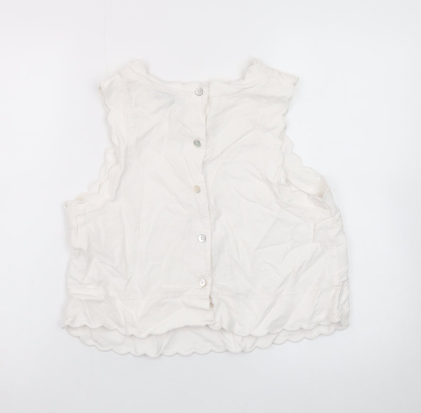 Marks and Spencer Women's White Sleeveless Cotton Blouse Size 14