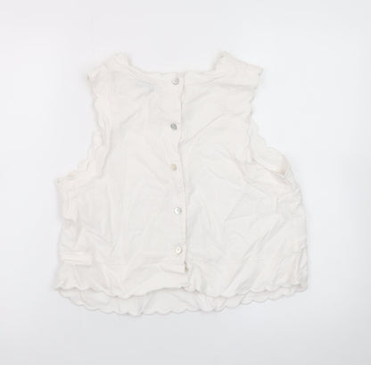 Marks and Spencer Women's White Sleeveless Cotton Blouse Size 14