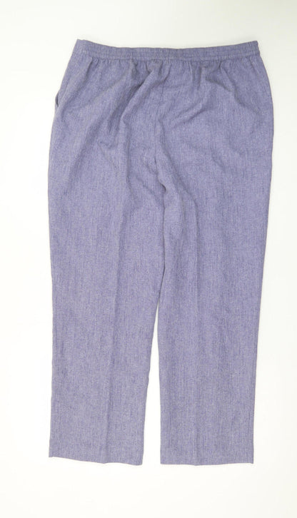 Honor Millburn Womens Blue Linen Blend Straight Leg Trousers Size 18
