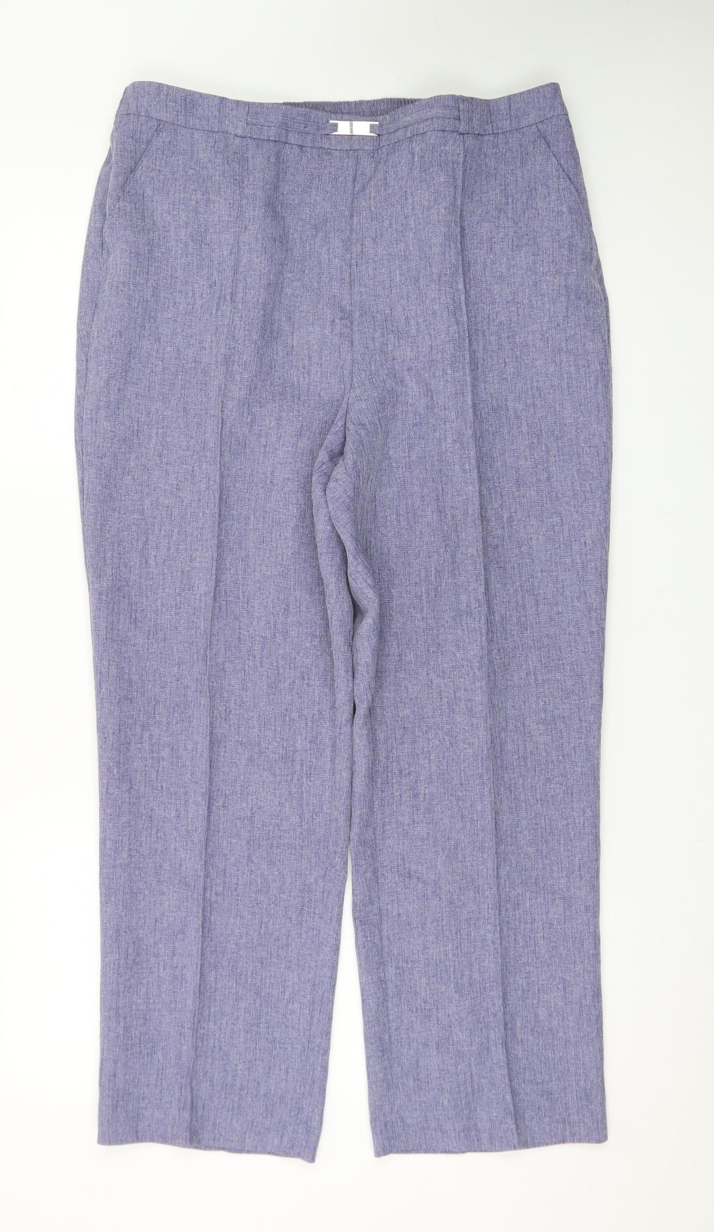 Honor Millburn Womens Blue Linen Blend Straight Leg Trousers Size 18