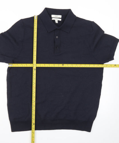 Marks and Spencer Men's Black Cotton Polo Shirt Size L