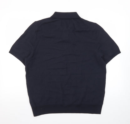 Marks and Spencer Men's Black Cotton Polo Shirt Size L