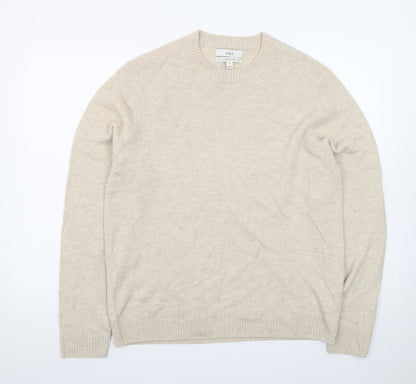 Marks and Spencer Women Beige Wool Crew Neck Pullover Jumper M