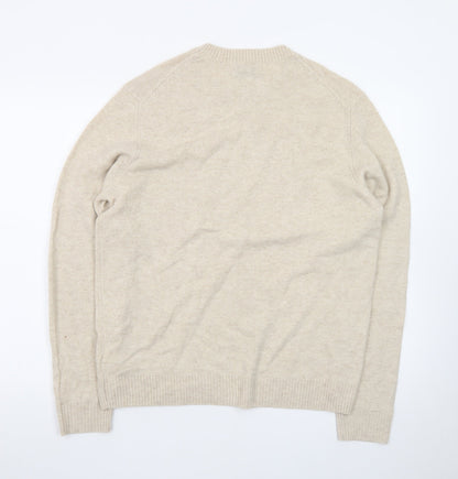 Marks and Spencer Women Beige Wool Crew Neck Pullover Jumper M