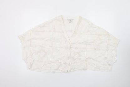 Marks and Spencer Women Ivory Cotton Cropped Lace Blouse Size 10