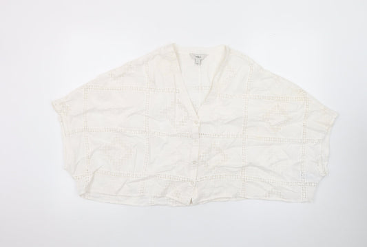 Marks and Spencer Women Ivory Cotton Cropped Lace Blouse Size 10
