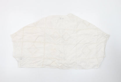 Marks and Spencer Women Ivory Cotton Cropped Lace Blouse Size 10