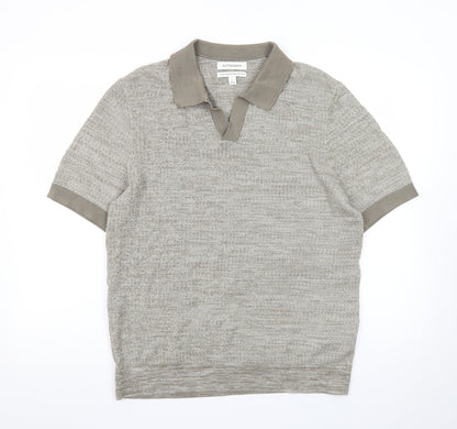 Marks and Spencer Autograph Men's Grey L Cotton Knit Polo Shirt
