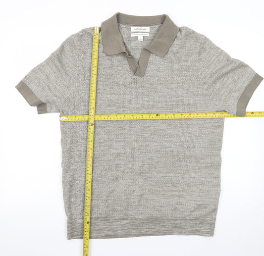 Marks and Spencer Autograph Men's Grey L Cotton Knit Polo Shirt