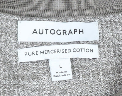 Marks and Spencer Autograph Men's Grey L Cotton Knit Polo Shirt