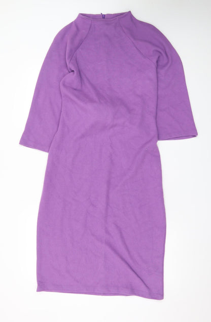 Marks and Spencer Women's Purple Knit Bodycon Belted Dress Size 14