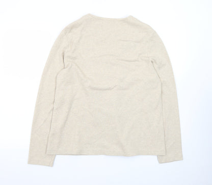 Dash Women Beige Embroidered Cotton V-Neck Cardigan Size 18
