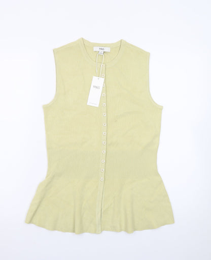 Marks and Spencer Women’s Yellow Sleeveless Knit Button Blouse Size S