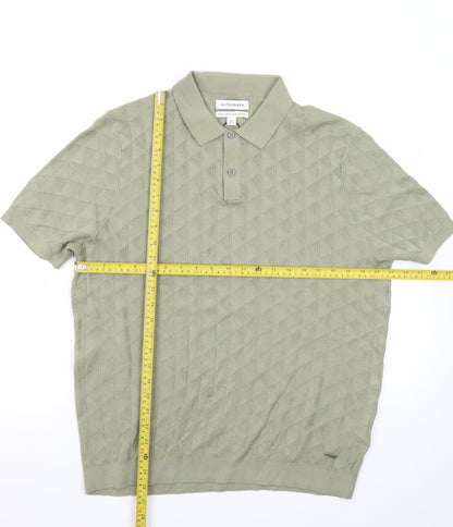 Marks and Spencer Autograph Green Cotton Argyle Polo Shirt L Regular Fit