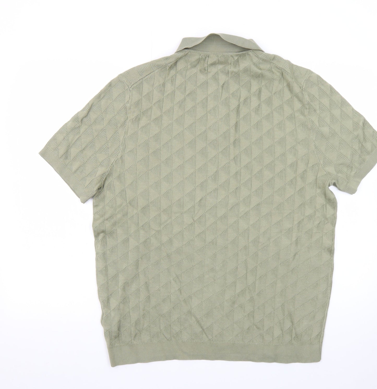 Marks and Spencer Autograph Green Cotton Argyle Polo Shirt L Regular Fit
