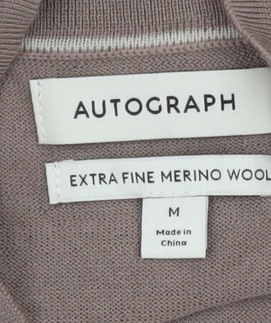 Marks and Spencer Autograph Men's Beige Merino Wool Long Sleeve Polo M