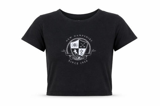 Hollister Women's Black Cropped Slim Fit Cotton T-Shirt Size S