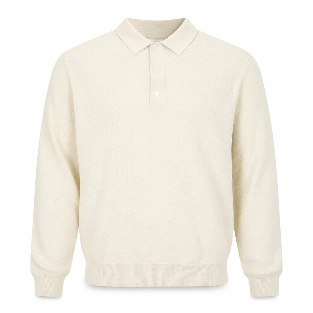 Marks and Spencer Men's Beige Collared Pullover Jumper XL Cotton Modal
