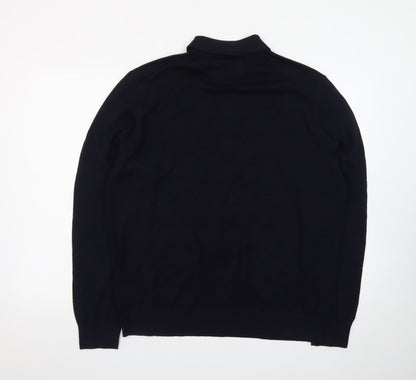 Marks and Spencer Men’s Black XL Wool Collared Pullover Jumper