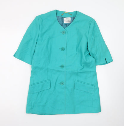 Viyella Women's Green Wool Blend Short Sleeve Blazer Size 10