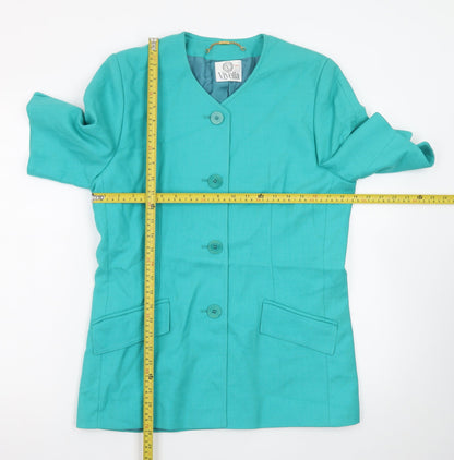 Viyella Women's Green Wool Blend Short Sleeve Blazer Size 10