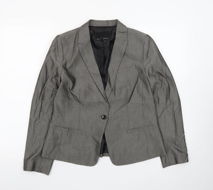 Banana Republic Women Grey Petite 8 Classic Single-Breasted Blazer