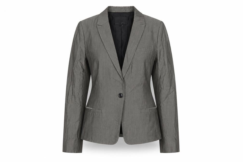 Banana Republic Women Grey Petite 8 Classic Single-Breasted Blazer