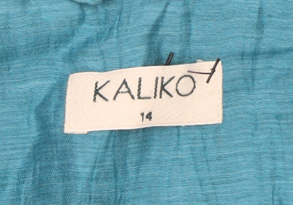 Kaliko Women's Blue Dupion Silk Shawl Collar Suit Jacket Size 14