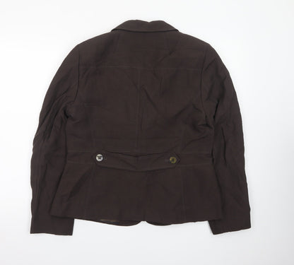 Planet Womens Brown Linen Viscose Blazer UK 14 Single-Breasted Jacket