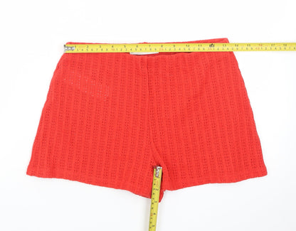 MNG Women's Red Crochet Hot Pants Shorts Size S