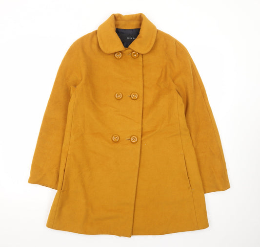 Zara Basic Women's Yellow Wool Pea Coat Size S