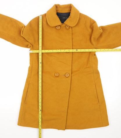 Zara Basic Women's Yellow Wool Pea Coat Size S