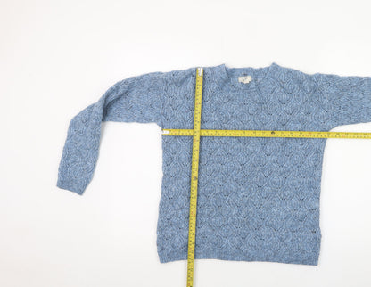 Fat Face Women Blue Chunky Knit Crew Neck Jumper Size 8
