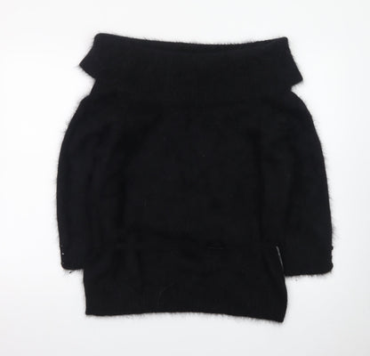 Monsoon Women's Black Angora Mix Cowl Neck Long Sleeve Jumper Size 20