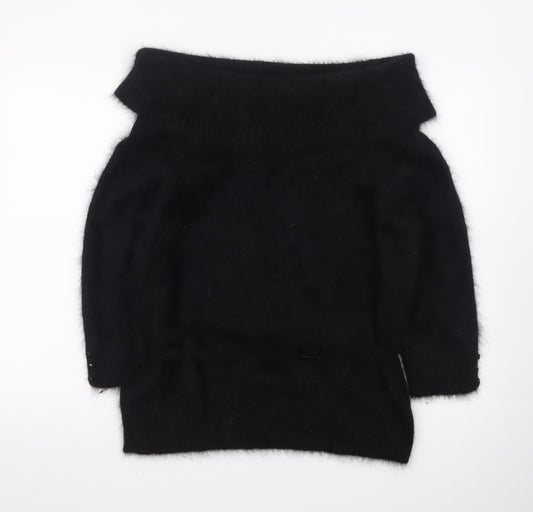 Monsoon Women's Black Angora Mix Cowl Neck Long Sleeve Jumper Size 20