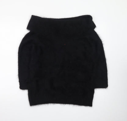 Monsoon Women's Black Angora Mix Cowl Neck Long Sleeve Jumper Size 20