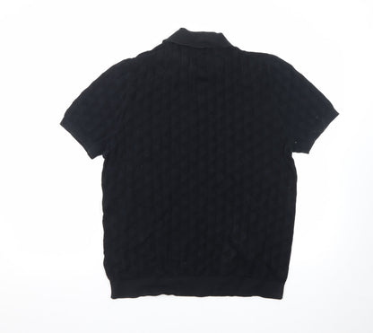 Marks and Spencer Autograph Men's Black L Collared Cotton Knit Jumper