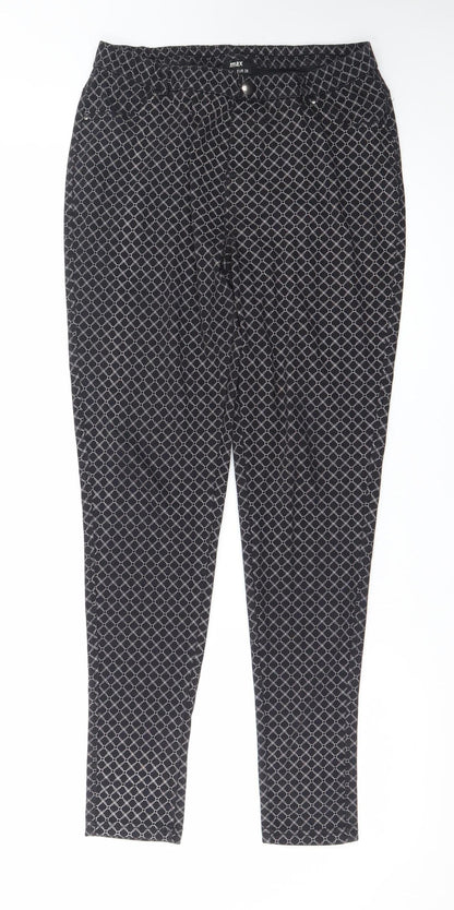 Max Women’s Black Geometric Stretch Skinny Trousers Size 12
