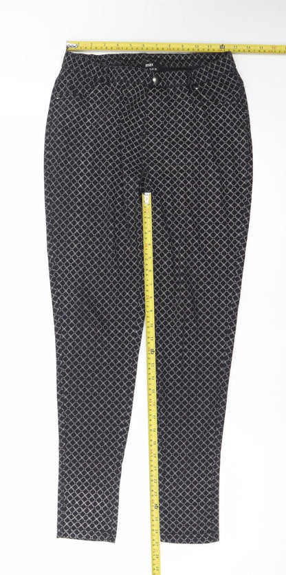 Max Women’s Black Geometric Stretch Skinny Trousers Size 12