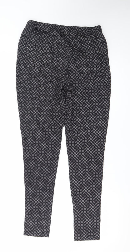 Max Women’s Black Geometric Stretch Skinny Trousers Size 12