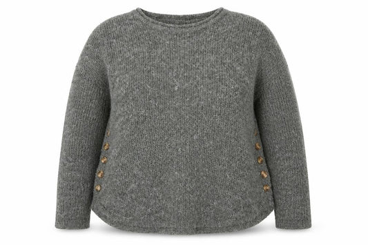 Roman Women Grey Button Accent Long Sleeve Knit Jumper Size 16