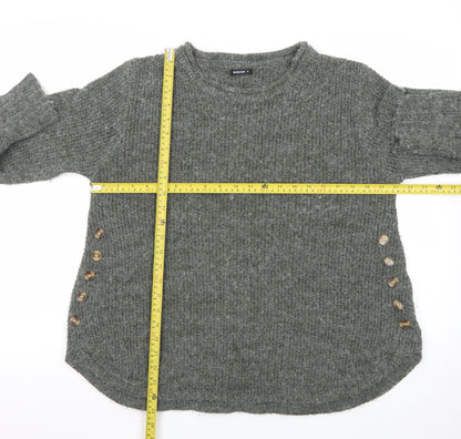 Roman Women Grey Button Accent Long Sleeve Knit Jumper Size 16