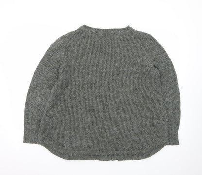 Roman Women Grey Button Accent Long Sleeve Knit Jumper Size 16