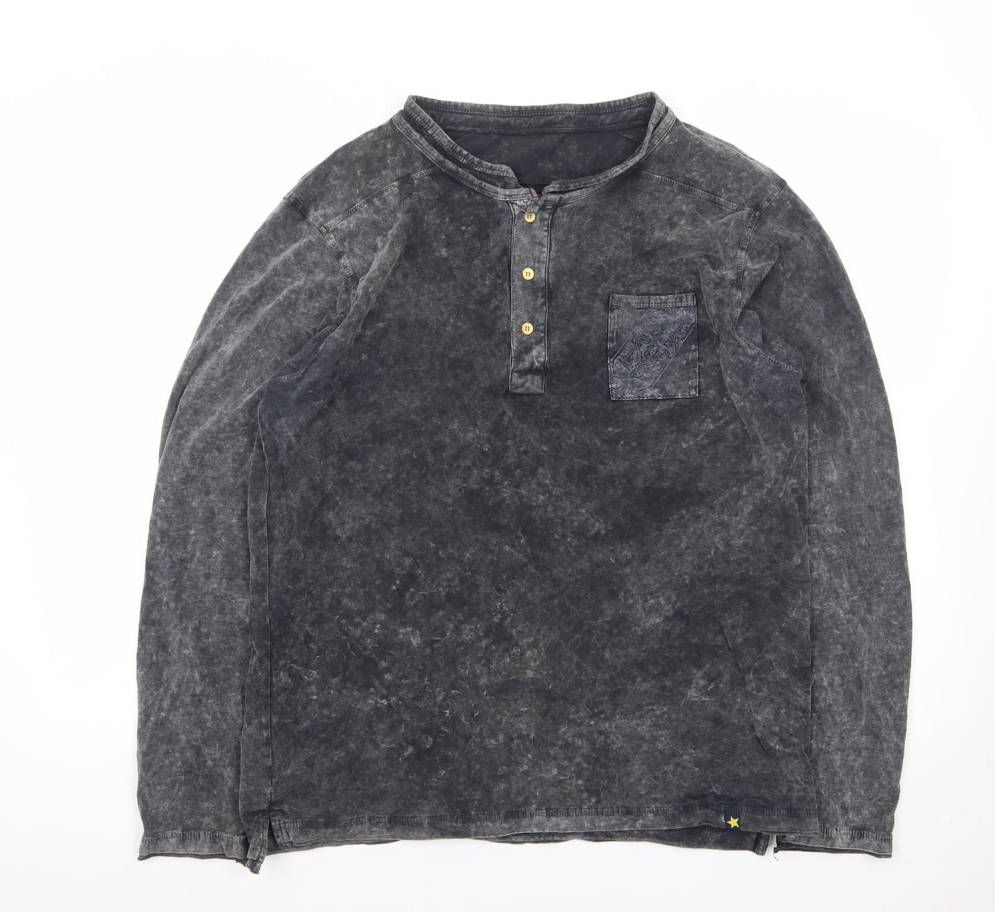 Joe Browns Men's Black Henley Long Sleeve Cotton T-Shirt M